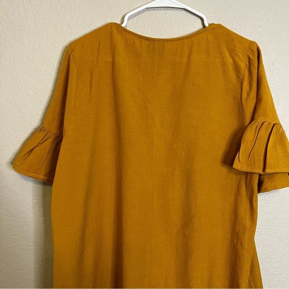 Bobeau Golden Yellow Flutter Sleeve Dress Size Large - Picture 9 of 12